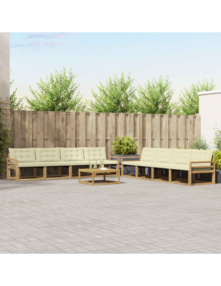Set di divani da esterno 9 pcs Bianco e Crema 79 x 79 x 37 cm