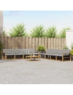 Set di divani da esterno 9 pcs Bianco e Grigio Chiaro