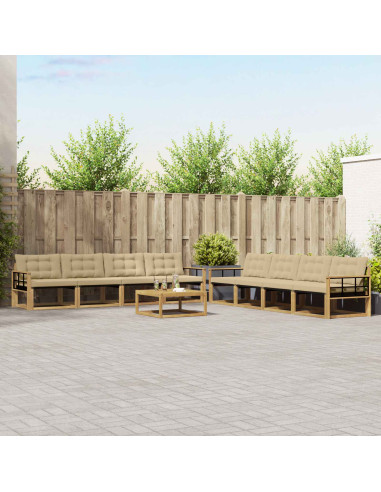 Set di divani da esterno 9 pcs Bianco e Beige 79 x 79 x 37 cm