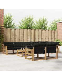 Set di divani da esterno 9 pcs Bianco e Nero 79 x 79 x 37 cm
