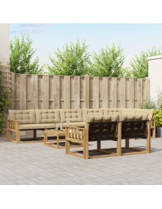 Set di divani da esterno 9 pcs Bianco e Beige 79 x 79 x 37 cm