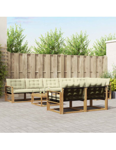 Set di divani da esterno 9 pcs Bianco e Crema 79 x 79 x 37 cm