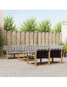 Set di divani da esterno 9 pcs Bianco e Grigio Chiaro