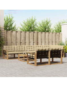 Set di divani da esterno 9 pcs Bianco e Beige 79 x 79 x 37 cm