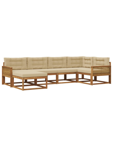 Set di divani da esterno con cuscino 6 pcs Naturale e Beige