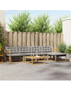 Set di divani da esterno 6 pcs Bianco e Grigio Chiaro