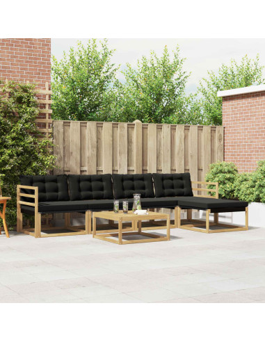 Set di divani da esterno 6 pcs Bianco e Nero 79 x 79 x 37 cm