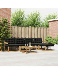 Set di divani da esterno 6 pcs Bianco e Nero 79 x 79 x 37 cm