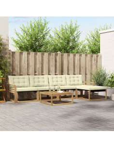 Set di divani da esterno 6 pcs Bianco e Crema 79 x 79 x 37 cm