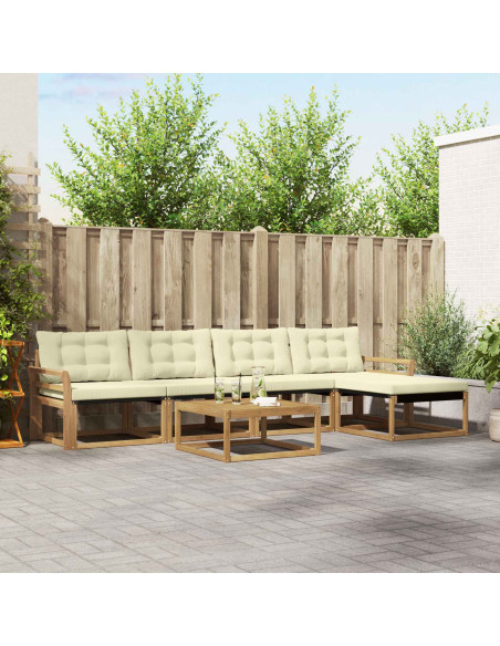 Set di divani da esterno 6 pcs Bianco e Crema 79 x 79 x 37 cm