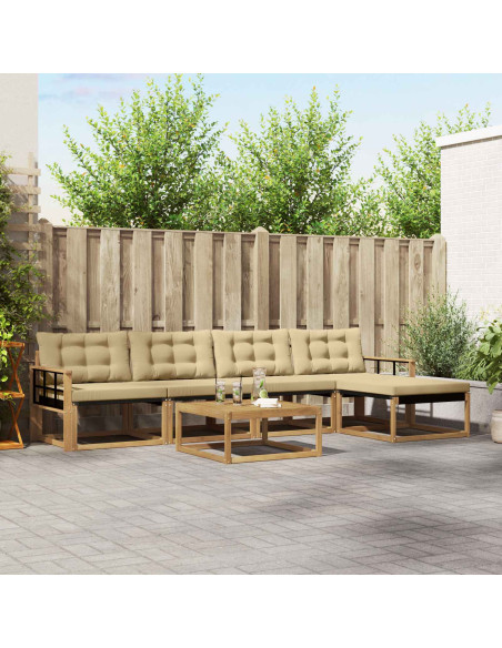 Set di divani da esterno 6 pcs Bianco e Beige 79 x 79 x 37 cm
