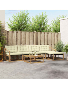 Set di divani da esterno 6 pcs Bianco e Crema 79 x 79 x 37 cm