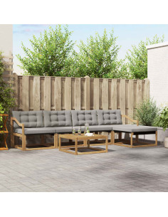 Set di divani da esterno 6 pcs Bianco e Grigio Chiaro
