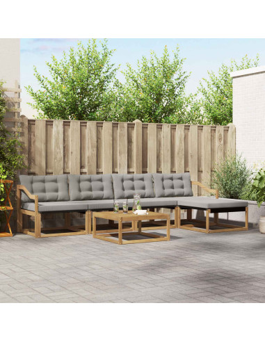 Set di divani da esterno 6 pcs Bianco e Grigio Chiaro