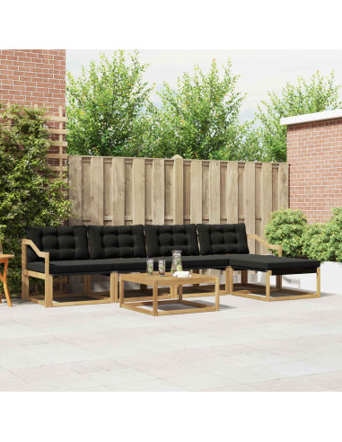 Set di divani da esterno 6 pcs Bianco e Nero 79 x 79 x 37 cm