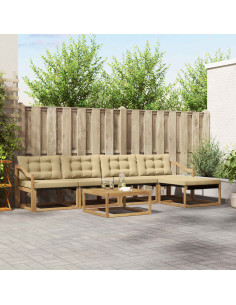 Set di divani da esterno 6 pcs Bianco e Beige 79 x 79 x 37 cm