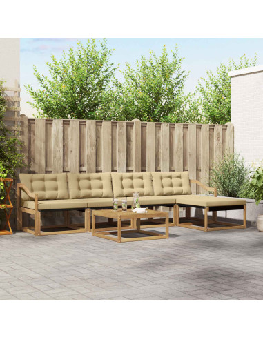 Set di divani da esterno 6 pcs Bianco e Beige 79 x 79 x 37 cm