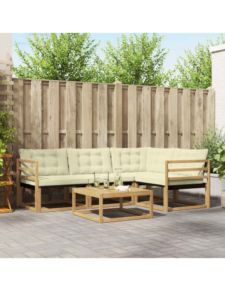 Set di divani da esterno 5 pcs Bianco e Crema 79 x 79 x 37 cm