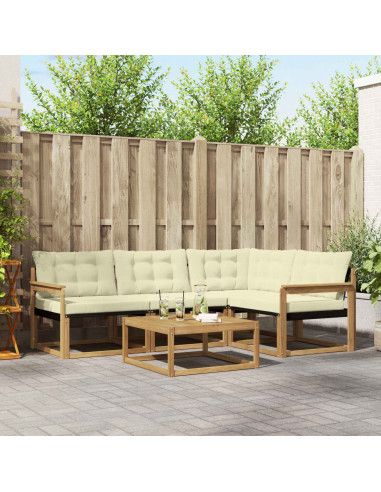 Set di divani da esterno 5 pcs Bianco e Crema 79 x 79 x 37 cm