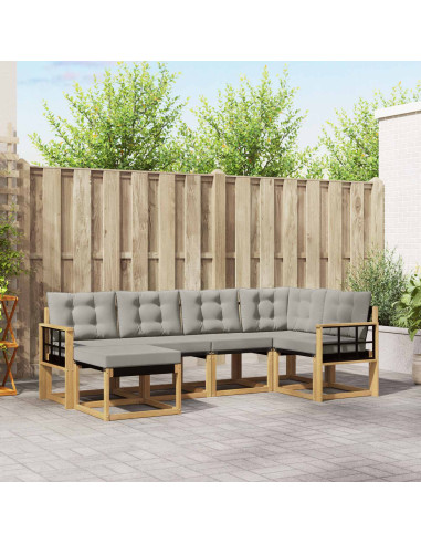 Set di divani da esterno 6 pcs Bianco e Grigio Chiaro