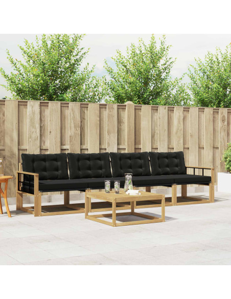 Set di divani da esterno 5 pcs Bianco e Nero 79 x 79 x 37 cm