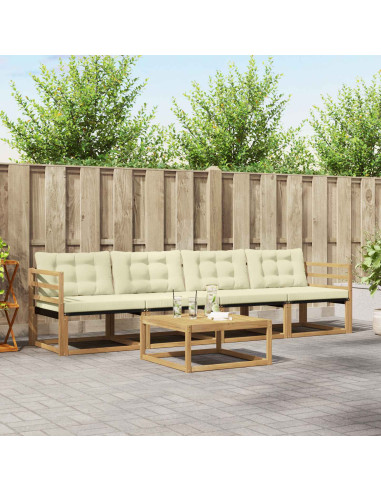 Set di divani da esterno 5 pcs Bianco e Crema 79 x 79 x 37 cm