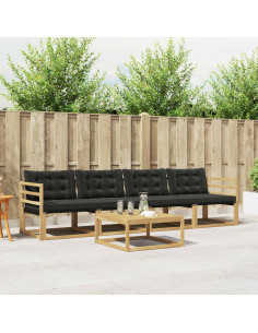 Set di divani da esterno 5 pcs Bianco e Nero 79 x 79 x 37 cm