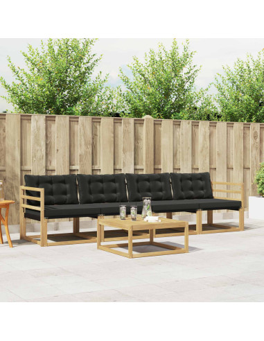 Set di divani da esterno 5 pcs Bianco e Nero 79 x 79 x 37 cm