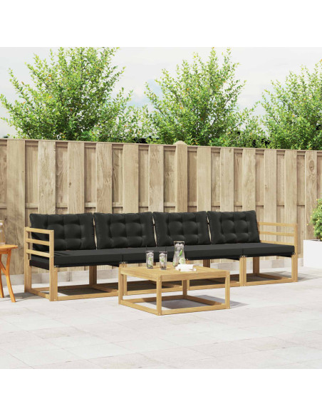 Set di divani da esterno 5 pcs Bianco e Nero 79 x 79 x 37 cm