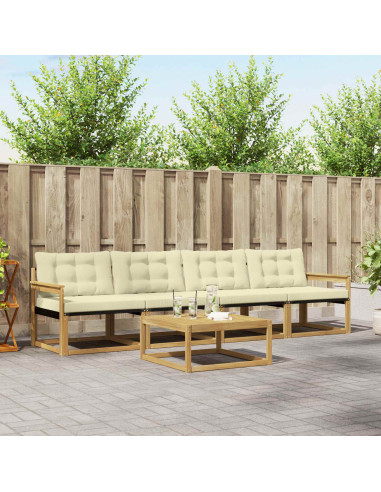 Set di divani da esterno 5 pcs Bianco e Crema 79 x 79 x 37 cm