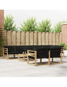 Set di divani da esterno 9 pcs Bianco e Nero 79 x 79 x 37 cm