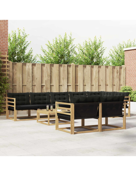 Set di divani da esterno 9 pcs Bianco e Nero 79 x 79 x 37 cm