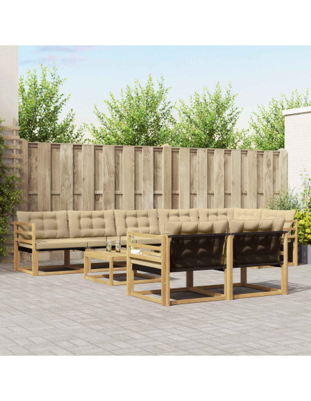 Set di divani da esterno 9 pcs Bianco e Beige 79 x 79 x 37 cm