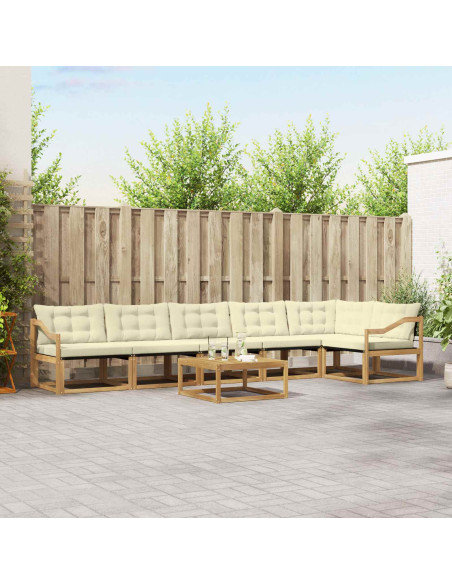 Set di divani da esterno 7 pcs Bianco e Crema 79 x 79 x 37 cm