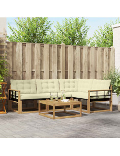 Set di divani da esterno 5 pcs Bianco e Crema 79 x 79 x 37 cm