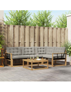 Set di divani da esterno 5 pcs Bianco e Grigio Chiaro