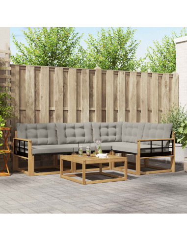 Set di divani da esterno 5 pcs Bianco e Grigio Chiaro