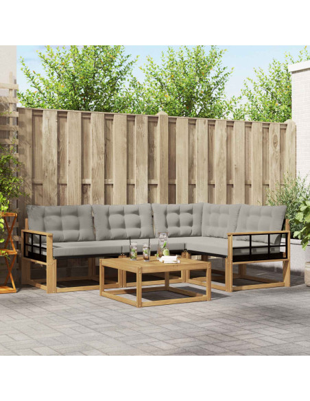 Set di divani da esterno 5 pcs Bianco e Grigio Chiaro
