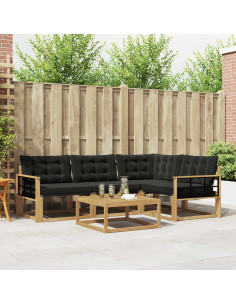 Set di divani da esterno 5 pcs Bianco e Nero 79 x 79 x 37 cm