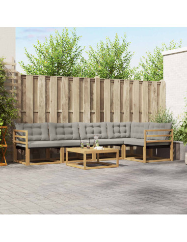 Set di divani da esterno 6 pcs Bianco e Grigio Chiaro