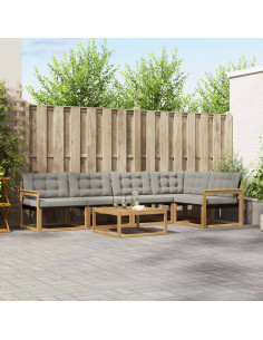 Set di divani da esterno 6 pcs Bianco e Grigio Chiaro