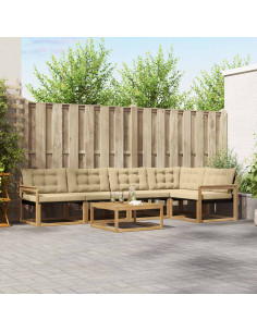 Set di divani da esterno 6 pcs Bianco e Beige 79 x 79 x 37 cm