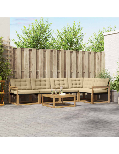 Set di divani da esterno 6 pcs Bianco e Beige 79 x 79 x 37 cm