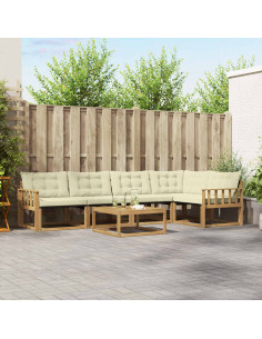 Set di divani da esterno 6 pcs Bianco e Crema 79 x 79 x 37 cm