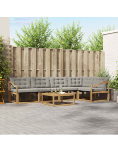 Set di divani da esterno 6 pcs Bianco e Grigio Chiaro