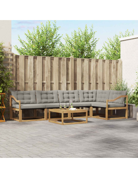 Set di divani da esterno 6 pcs Bianco e Grigio Chiaro