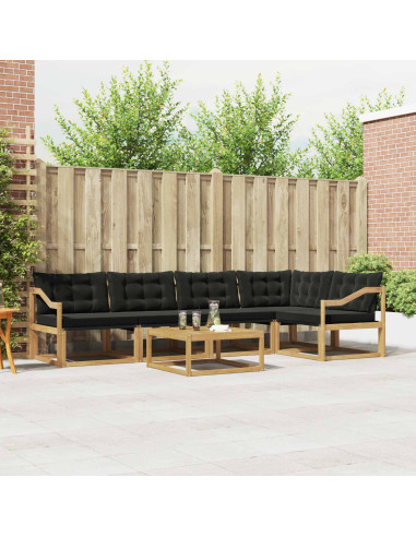 Set di divani da esterno 6 pcs Bianco e Nero 79 x 79 x 37 cm