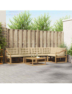 Set di divani da esterno 6 pcs Bianco e Beige 79 x 79 x 37 cm