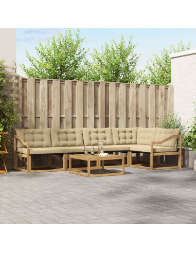 Set di divani da esterno 6 pcs Bianco e Beige 79 x 79 x 37 cm