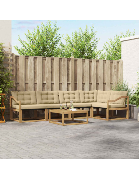 Set di divani da esterno 6 pcs Bianco e Beige 79 x 79 x 37 cm